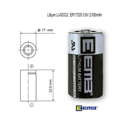 Slika EEMB ER17335 3.6V 2100mAh  industrijska litijumska baterija