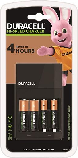 Slika Duracell CEF14 punjač baterija sa 2 AA 1300mAh i 2 AAA 750mAh punjive baterije