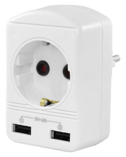 Slika Utičnica UP-2USB dvopolna utičnica sa dve USB utičnice (2/310-0113)