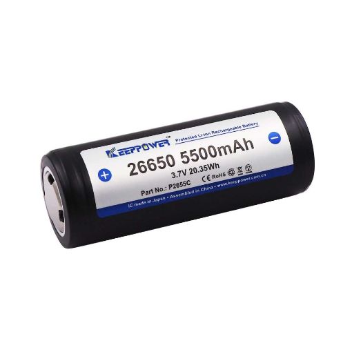 Slika Keeppower P2652C 26650-PCB 3.7V 5200mAh (10A) Li-ion punjiva baterija sa ugrađenom zaštitom
