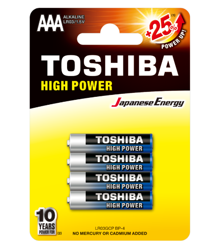 Slika Toshiba HIGH POWER LR03 1/4 1.5V alkalna baterija