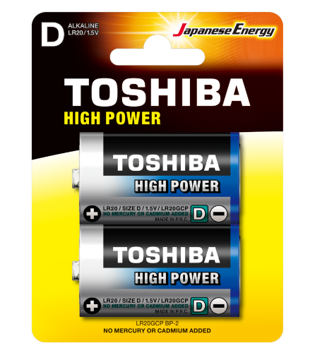 Slika Toshiba HIGH POWER LR20 1/2 1.5V alkalna baterija