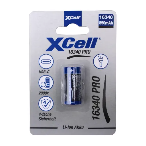 Slika XCell 16340 Pro USB-C 3.6V 850mAh Li-ion punjiva baterija sa elektronskom zaštitom
