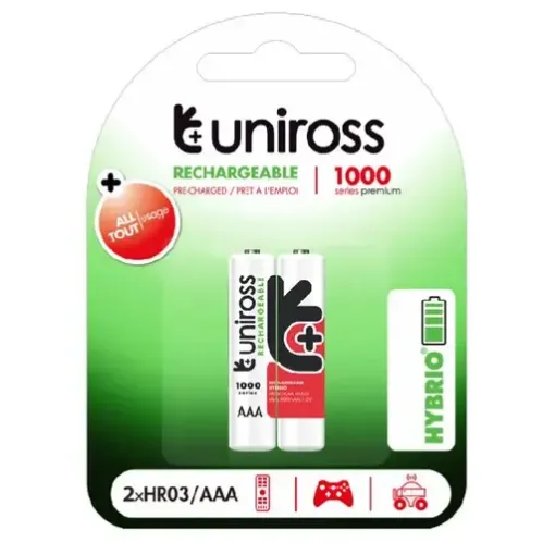 Slika Uniross HYBRIO 1.2V AAA 2/1 1.2V 1000mAh Ni-MH punjiva baterija