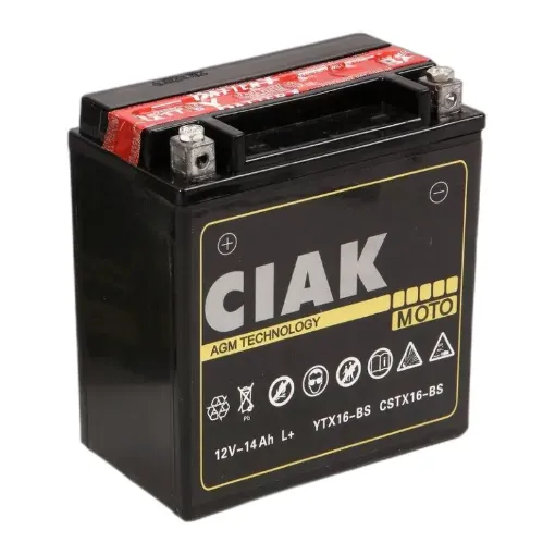 Slika CIAK STARTER MOTO CSTX16-BS YTX16-BS L+ 12V 14Ah olovni starterski akumualtor