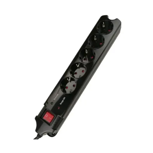 Slika Gembird SPG5-C-15 (3G1.5) produžni kabl sa zaštitom 5 utičnica 4.5m crni